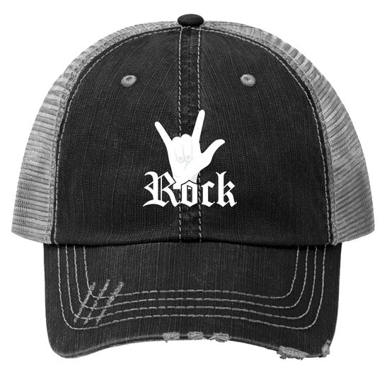 Rock Hand Symbol Popular Rock Singer Trucker Hat