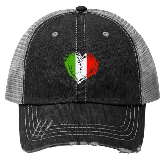 Vintage Italy Heart Shape Italian Flag Trucker Hat