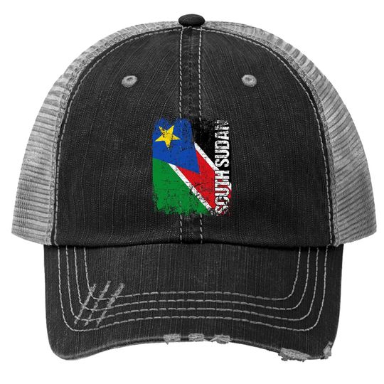 South Sudan Flag Vintage Distressed South Sudan Trucker Hat
