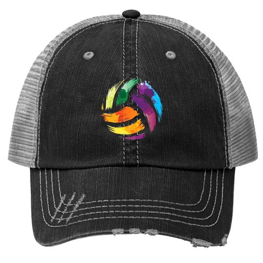 Colorful Volleyball Colorsplash Ball Trucker Hat