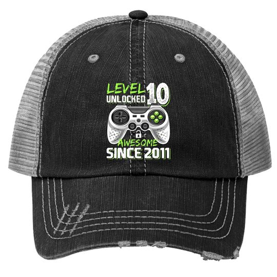 Level 10 Unlocked Awesome 2011 Video Game 10th Birthday Trucker Hat