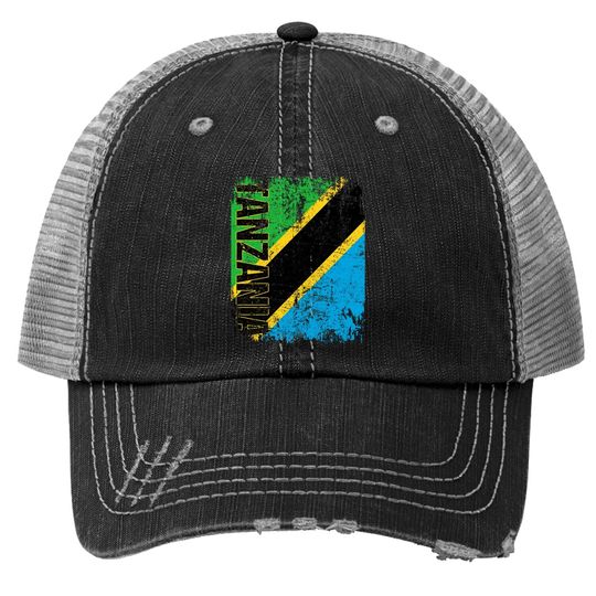 Tanzania Flag Vintage Distressed Tanzania Trucker Hat