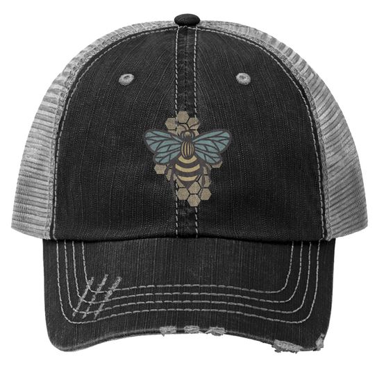 Retro Beekeeper Trucker Hat - Vintage Save The Bees Bumblebee