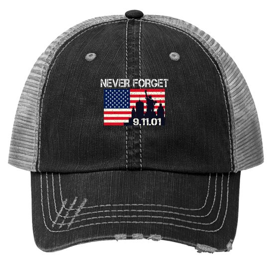 Vintage Never Forget Patriotic 911 Trucker Hat