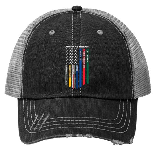 First Responders Police Military Firefighter Nurse Trucker Hat
