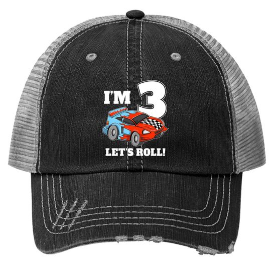 Race Car 3rd Birthday Boy 3 Three Toddler Racing Car Driver Trucker Hat