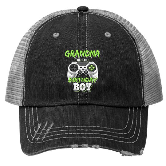 Grandma Of The Birthday Boy Matching Video Game Trucker Hat