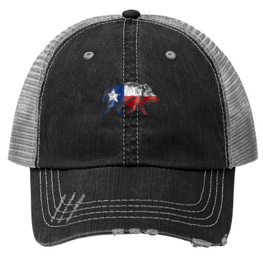 Texas Flag Feral Hog Wild Pig Hunting Trucker Hat
