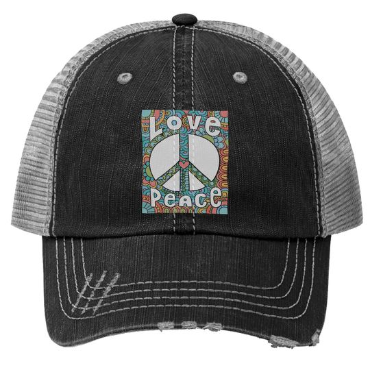 Peace Trucker Hat 60s 70s Tie Die Hippie Costume Trucker Hat