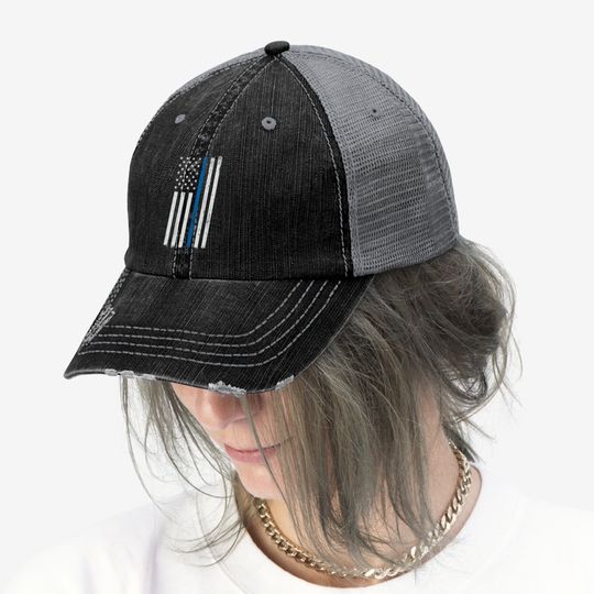American Flag Thin Blue Line Police Support Lives Matter Us Trucker Hat