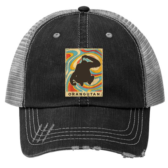 Vintage Orangutan Lover Animal Retro Style Trucker Hat