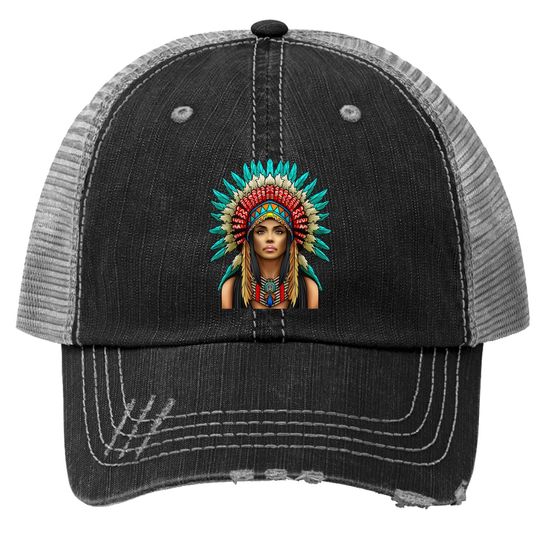 Native American Woman Indian Warrior For Trucker Hat