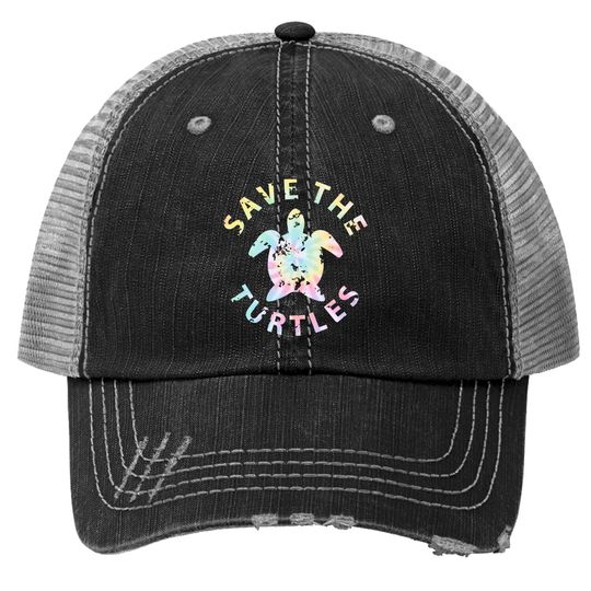 Save The Turtles Tie Dye Trucker Hat