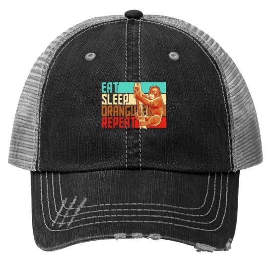 Vintage Eat Sleep Repeat Orangutan Trucker Hat