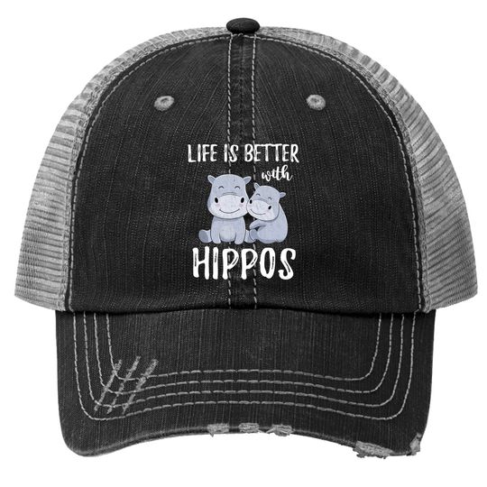 Hippopotamus Animal Lover Gift Idea Baby Hippo Trucker Hat