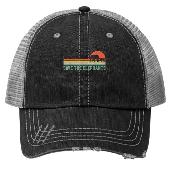 Vintage Save The Elephants Trucker Hat Gift Elephants Trucker Hat