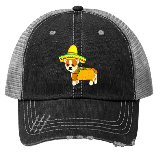 Funny Mexican Corgi Taco Cinco De Mayo Fiesta Dog Trucker Hat