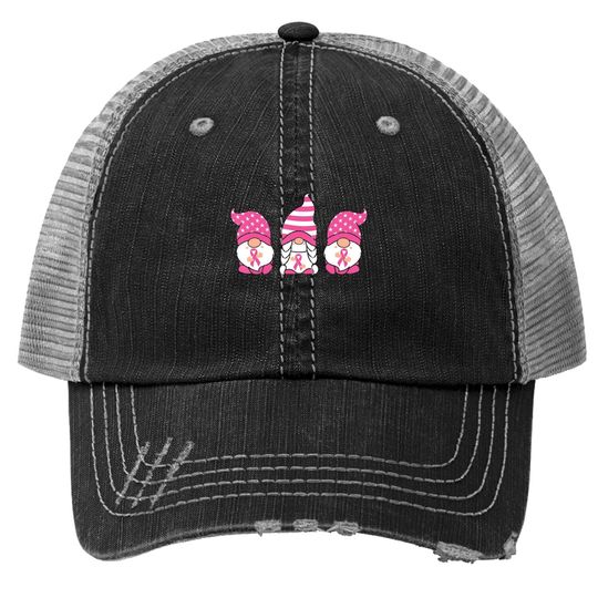 Gnomes Breast Cancer Awareness Pink Ribbon Warrior Trucker Hat