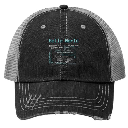 Hello World Computer Programming Languages Trucker Hat