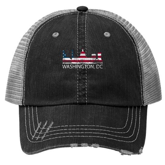 Washington Dc Capitol Hill Usa Flag Souvenir Trucker Hat