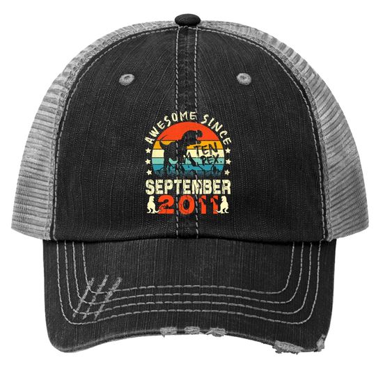 10th Birthday Dinosaur Boy Awesome Since September 2011 Trucker Hat