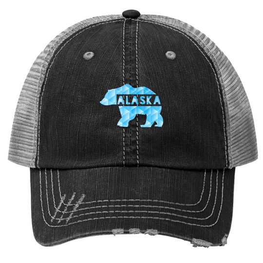 Alaska State Pride Proud Alaskan Blue Grizzly Trucker Hat