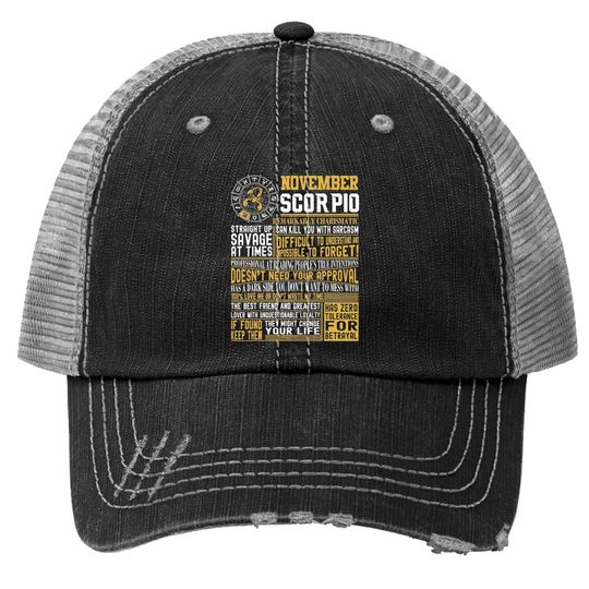 Best Born In November Scorpio Facts Trucker Hat