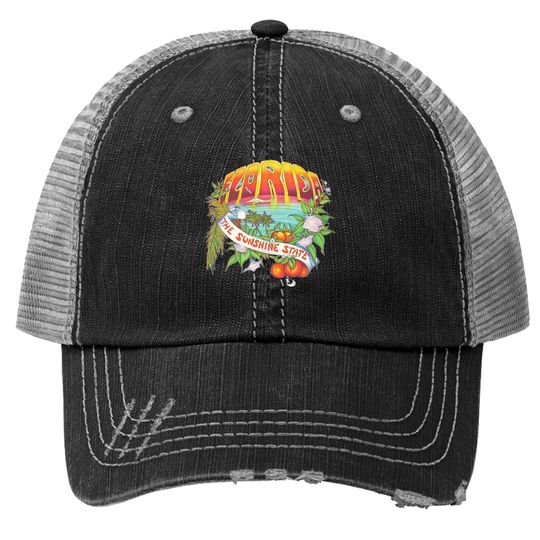 Florida The Sunshine State Vintage Retro Trucker Hat