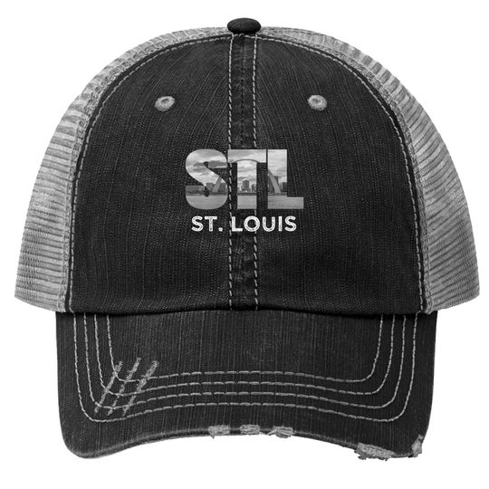 Downtown St Louis Missouri Skyline Art Gateway Arch Trucker Hat