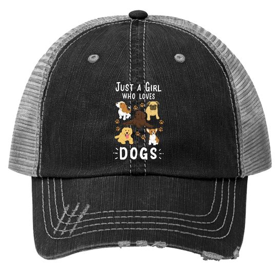 Just A Girl Who Loves Dogs Dog Lover Gift For Girls Trucker Hat