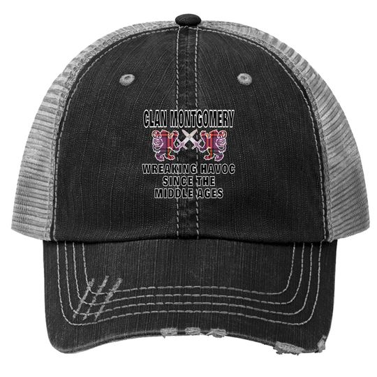 Montgomery Scottish Tartan Scotland Family Clan Name Trucker Hat