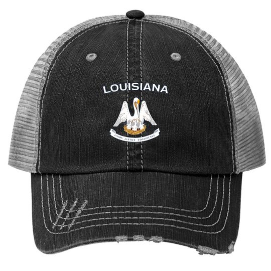 State Of Louisiana Flag Pelican La New Orleans Baton Rouge Trucker Hat