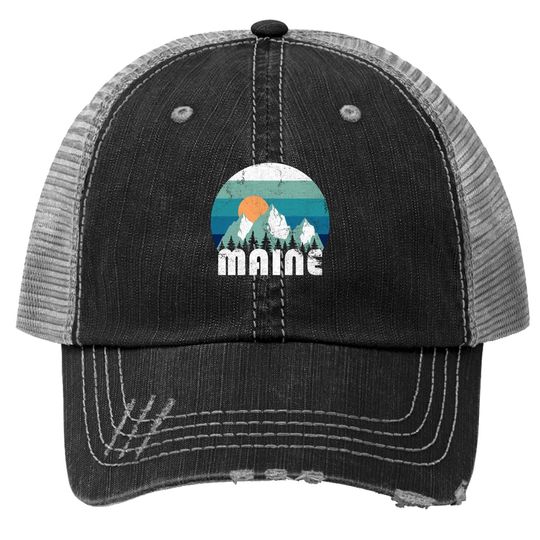 Maine State Retro Vintage Trucker Hat