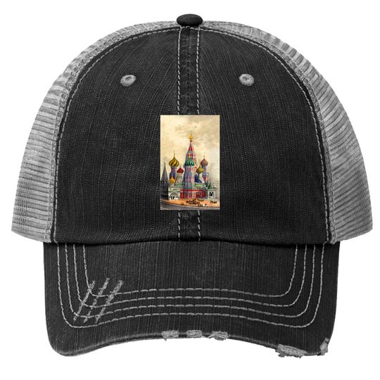 Saint Basil Cathedral Moscow Victorian Era Illustration Trucker Hat
