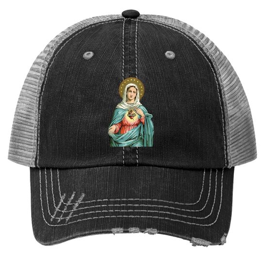 Immaculate Heart Of Mary Our Blessed Mother Catholic Vintage Trucker Hat