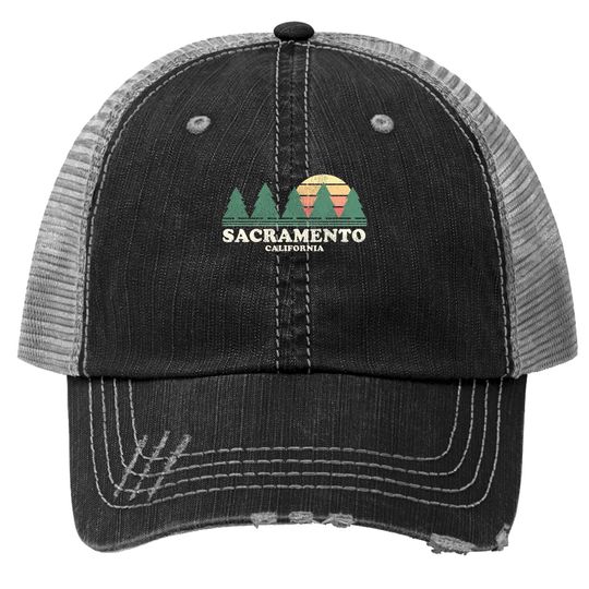 Sacramento Ca Vintage Throwback Trucker Hat Retro 70s Design Trucker Hat