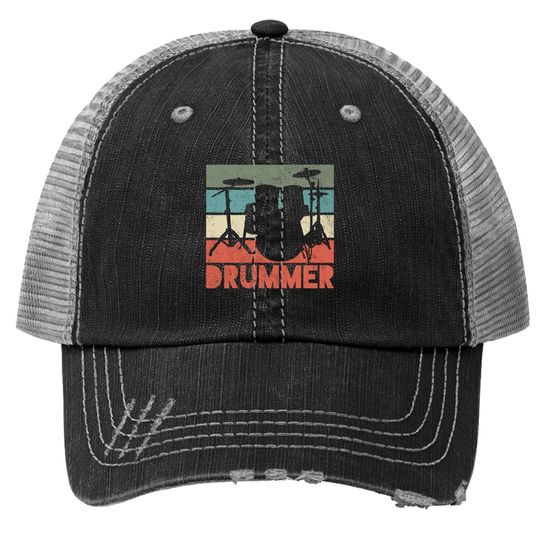 Drummer Drum Set Vintage Retro Gift Trucker Hat