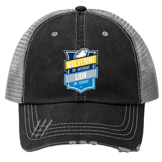 Retro Wolverine On Saturday Lion On Sunday Michigan Gift Trucker Hat