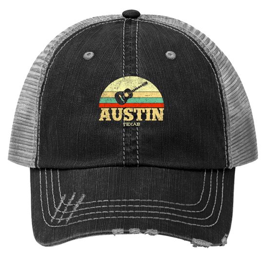 Retro Austin Texas Guitar Trucker Hat