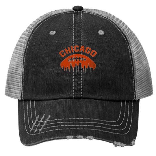 Chicago Illinois Cityscape Retro Football Trucker Hat
