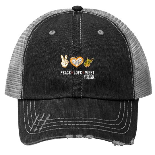 Peace Love West Virginia State Sunflower Trucker Hat