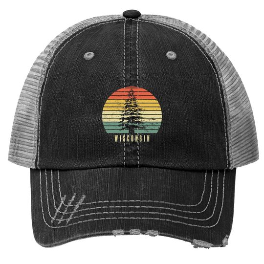 Wisconsin State Park Pine Tree Gift Residents Trucker Hat