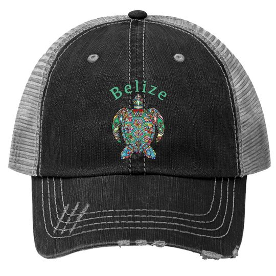 Belize Tribal Turtle Trucker Hat