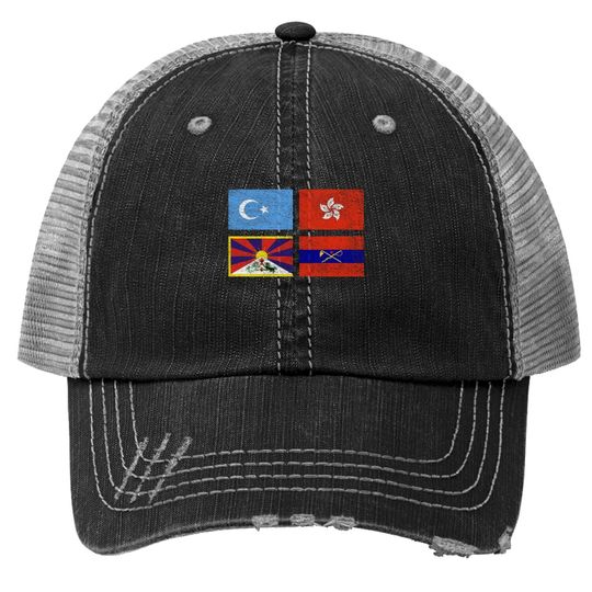 Free Tibet Uyghurs Hong Kong Inner Mongolia China Flag Trucker Hat