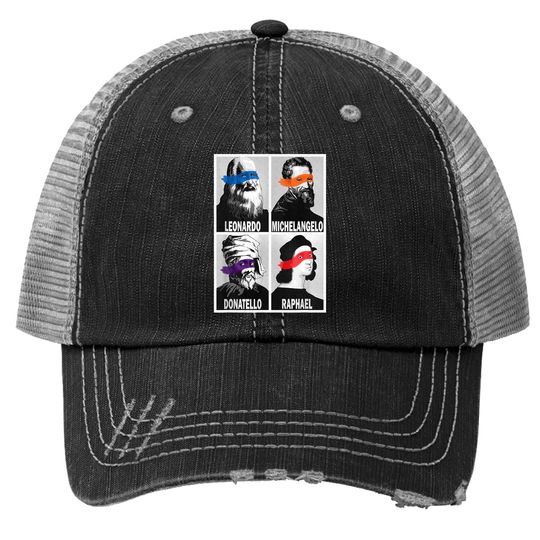 Renaissance Ninja Artists Poster Style Pop Art Trucker Hat