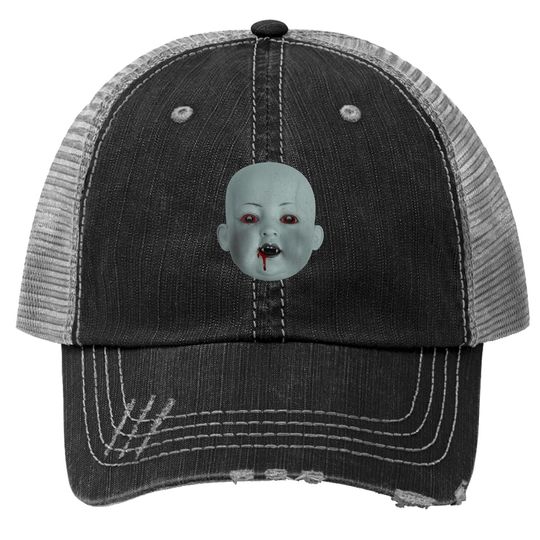 Halloween Spooky Bloody Doll Head Vampire Trucker Hat