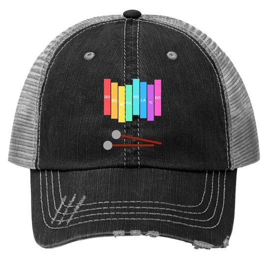Music Xylophone Vintage Percussion Instrument Rainbow Color Trucker Hat