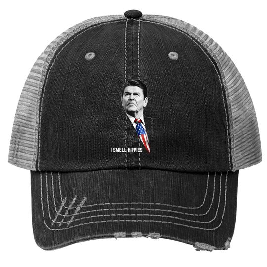 I Smell Hippies | Funny Ronald Reagan Conservative Merica Us Trucker Hat