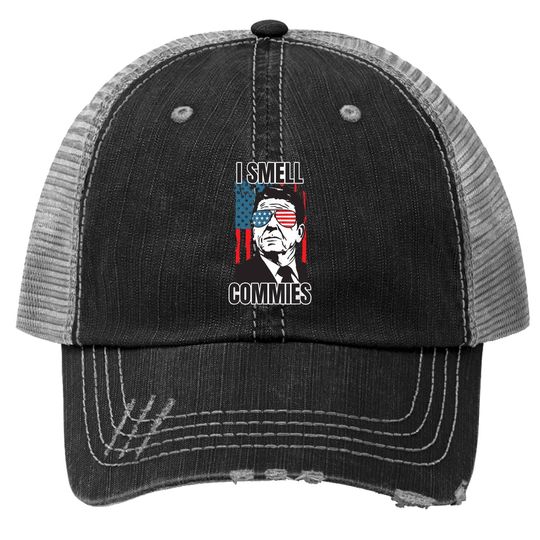 Ronald Reagan I Smell Commies Retro Vintage Political Humor Trucker Hat
