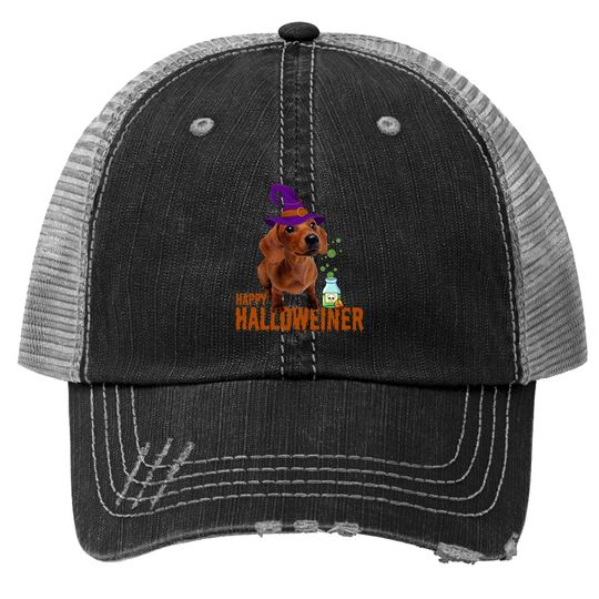 Funny Happy Halloweiner Cute Halloween Dog Lover Dachshund Trucker Hat